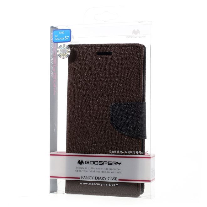 Goospery - Samsung Galaxy S7 Hülle - Handy Bookcover - Fancy Diary Series - braun/schwarz