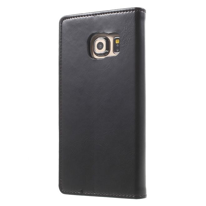 Goospery - Handyhülle für Galaxy S6 Edge - Case aus Leder - Blue Moon Series - schwarz