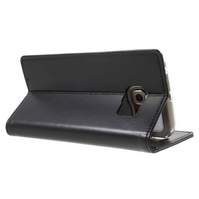 Goospery - Handyhülle für Galaxy S6 Edge - Case aus Leder - Blue Moon Series - schwarz