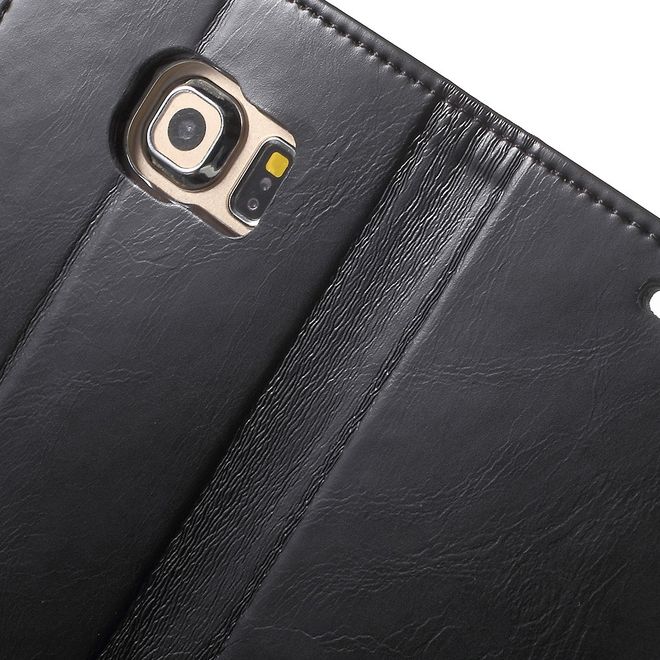 Goospery - Handyhülle für Galaxy S6 Edge - Case aus Leder - Blue Moon Series - schwarz