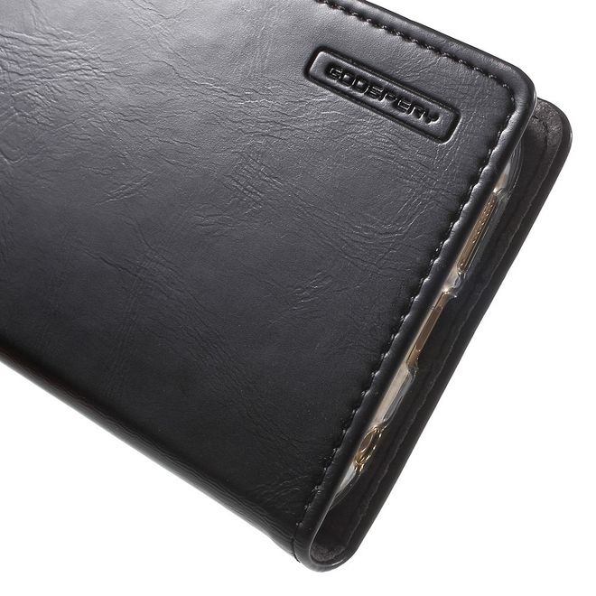 Goospery - Handyhülle für Galaxy S6 Edge - Case aus Leder - Blue Moon Series - schwarz