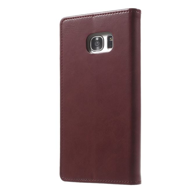 Goospery - Handyhülle für Samsung Galaxy S7 Edge - Case aus Leder - Blue Moon Series - weinrot