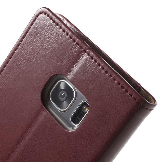 Goospery - Handyhülle für Samsung Galaxy S7 Edge - Case aus Leder - Blue Moon Series - weinrot