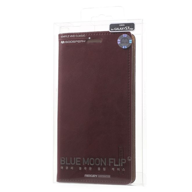 Goospery - Handyhülle für Samsung Galaxy S7 Edge - Case aus Leder - Blue Moon Series - weinrot
