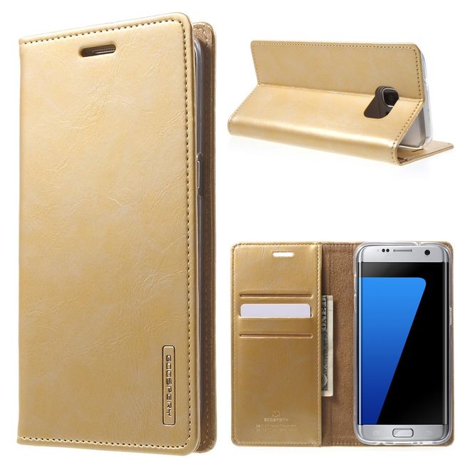 Goospery - Handyhülle für Samsung Galaxy S7 Edge - Case aus Leder - Blue Moon Series - gold