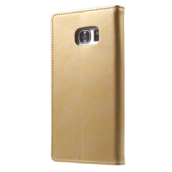 Goospery - Handyhülle für Samsung Galaxy S7 Edge - Case aus Leder - Blue Moon Series - gold