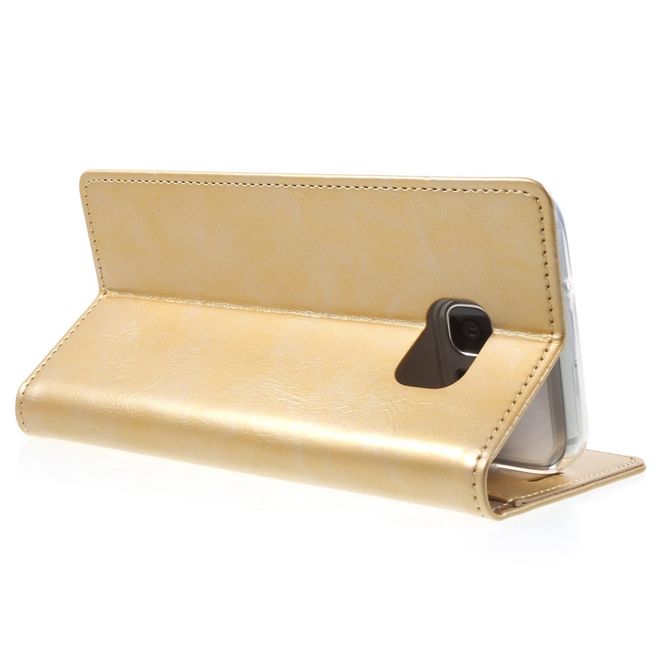 Goospery - Handyhülle für Samsung Galaxy S7 Edge - Case aus Leder - Blue Moon Series - gold