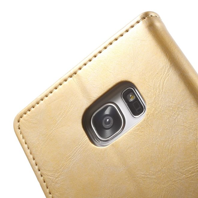Goospery - Handyhülle für Samsung Galaxy S7 Edge - Case aus Leder - Blue Moon Series - gold