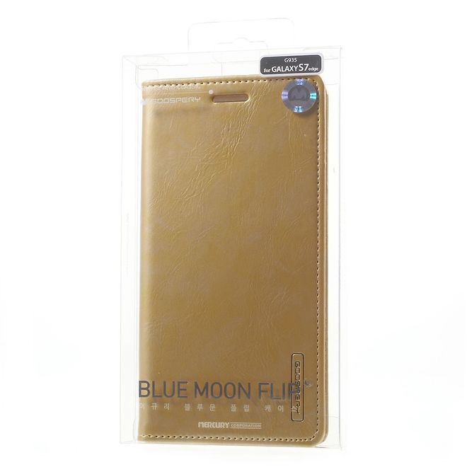 Goospery - Handyhülle für Samsung Galaxy S7 Edge - Case aus Leder - Blue Moon Series - gold