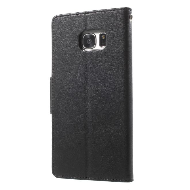 Goospery - Handyhülle für Samsung Galaxy S7 Edge - Case aus Leder - Bravo Diary Series - schwarz