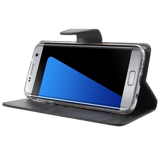 Goospery - Handyhülle für Samsung Galaxy S7 Edge - Case aus Leder - Bravo Diary Series - schwarz