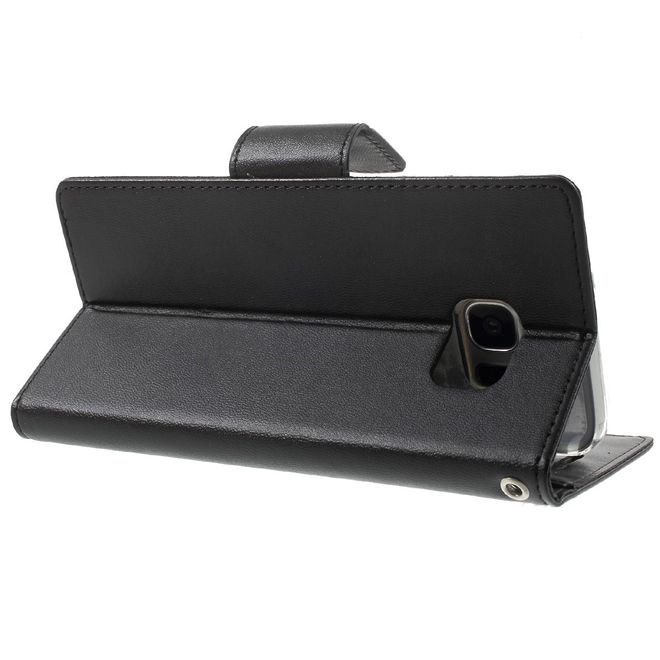 Goospery - Handyhülle für Samsung Galaxy S7 Edge - Case aus Leder - Bravo Diary Series - schwarz