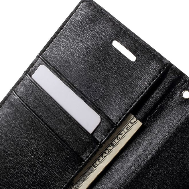 Goospery - Handyhülle für Samsung Galaxy S7 Edge - Case aus Leder - Bravo Diary Series - schwarz