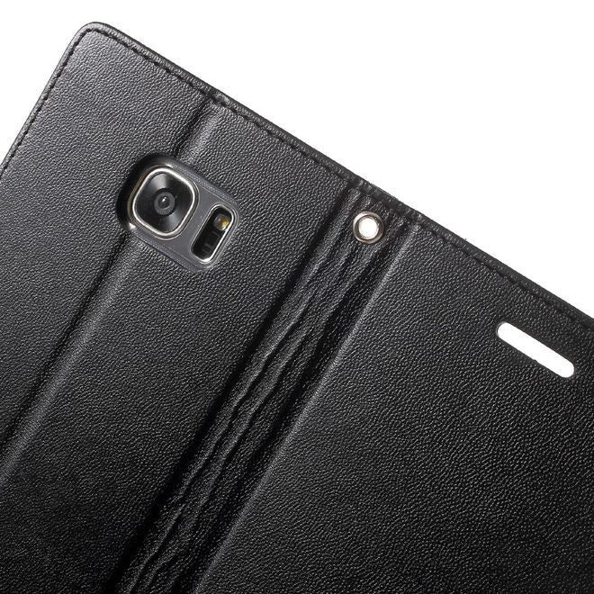 Goospery - Handyhülle für Samsung Galaxy S7 Edge - Case aus Leder - Bravo Diary Series - schwarz