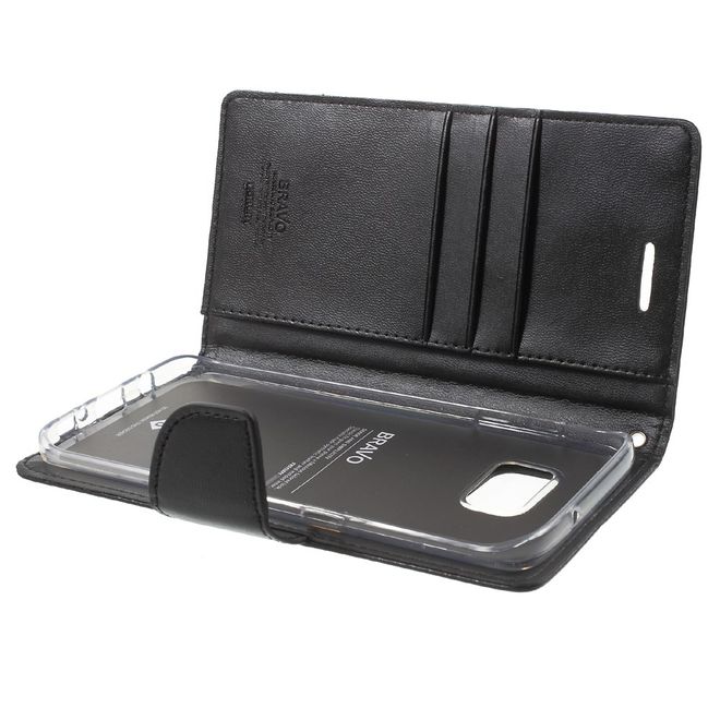 Goospery - Handyhülle für Samsung Galaxy S7 Edge - Case aus Leder - Bravo Diary Series - schwarz