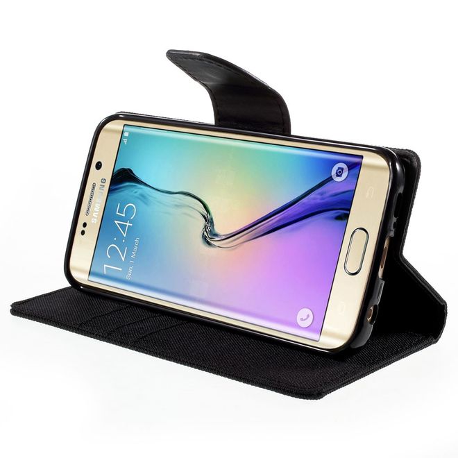 Goospery - Hülle für Galaxy S6 Edge  - Bookcover- Canvas Diary Series - schwarz