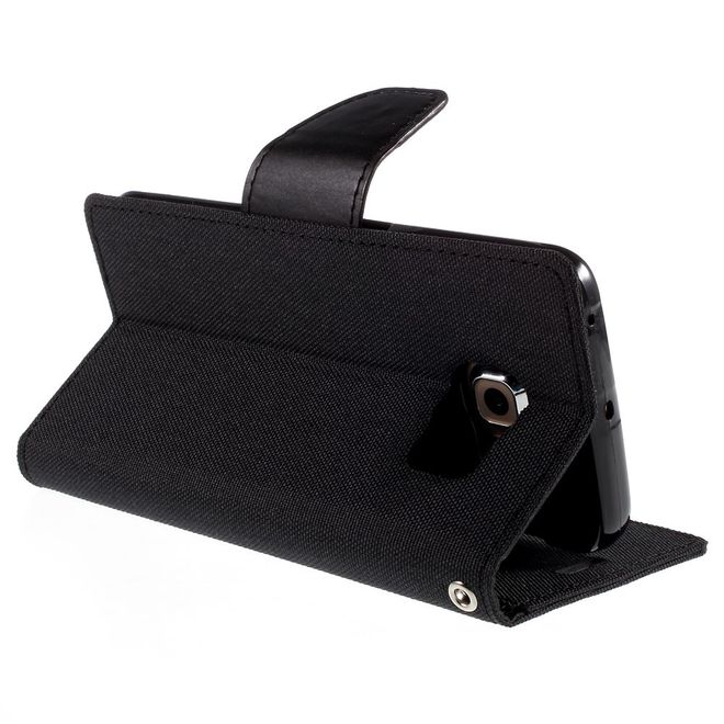 Goospery - Hülle für Galaxy S6 Edge  - Bookcover- Canvas Diary Series - schwarz