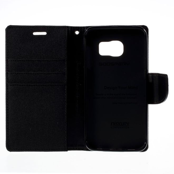 Goospery - Hülle für Galaxy S6 Edge  - Bookcover- Canvas Diary Series - schwarz