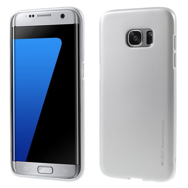 Goospery - Hülle für Samsung Galaxy S7 Edge - Cover aus elastischem Gummi - i Jelly Series - silber