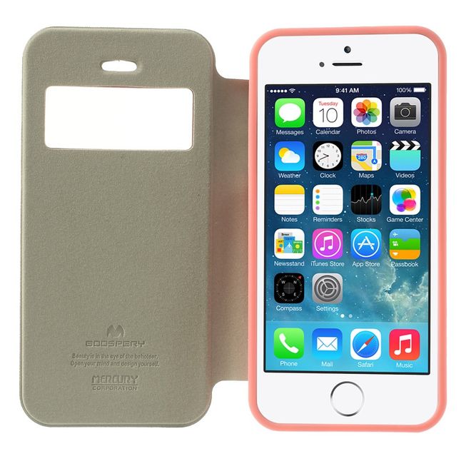 Goospery - iPhone SE/5S/5 Hülle - Handy Plastik Bookcover - WOW Bumper Series - rosa