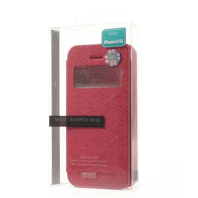 Goospery - iPhone SE/5S/5 Hülle - Handy Plastik Bookcover - WOW Bumper Series - pink