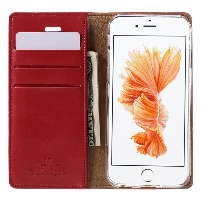 Goospery - Handyhülle für iPhone 6/6S - Case aus Leder - Blue Moon Series - rot