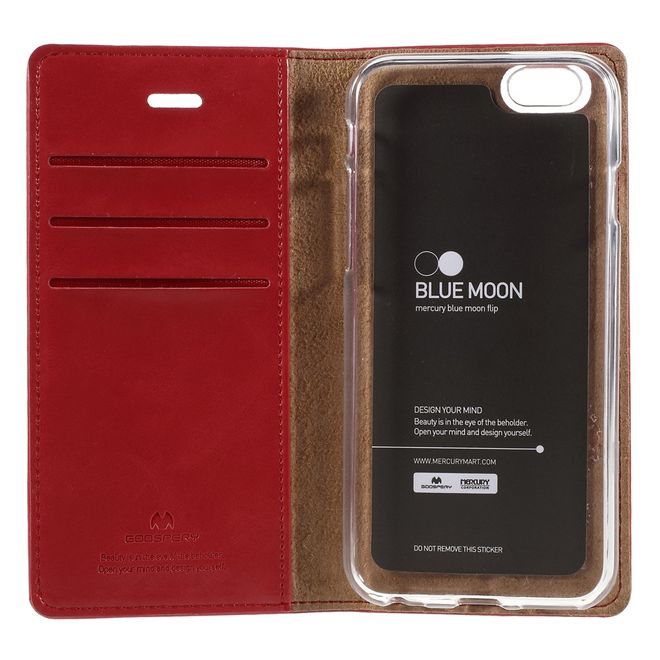 Goospery - Handyhülle für iPhone 6/6S - Case aus Leder - Blue Moon Series - rot
