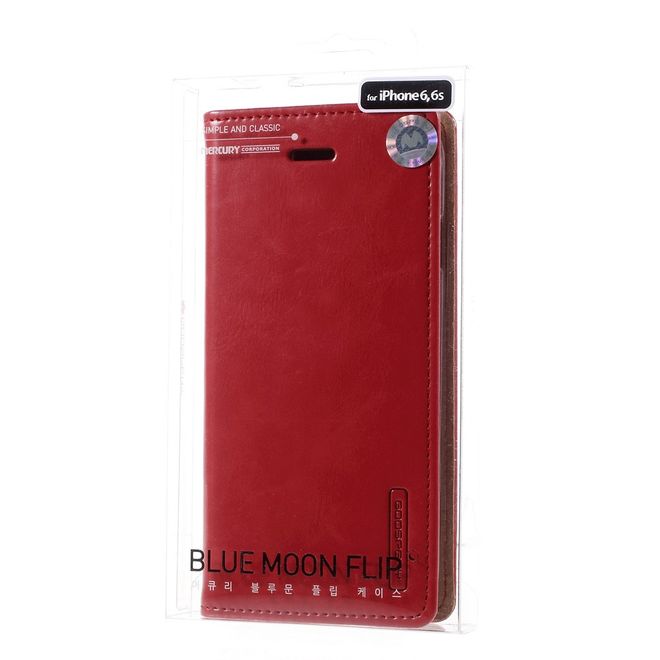 Goospery - Handyhülle für iPhone 6/6S - Case aus Leder - Blue Moon Series - rot