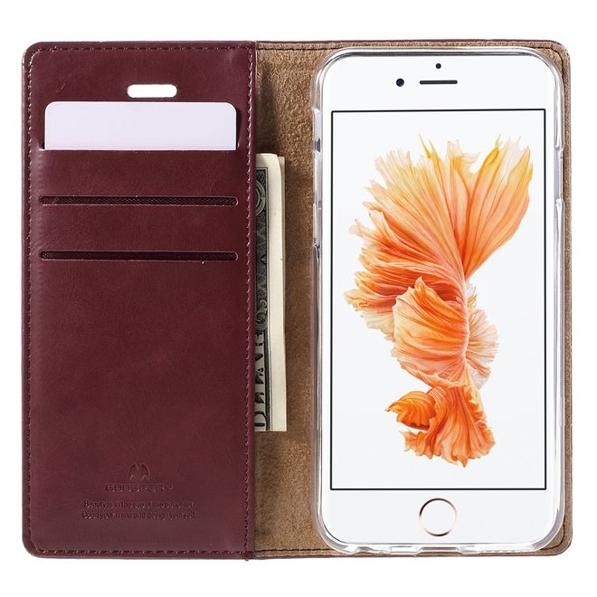 Goospery - Handyhülle für iPhone 6 Plus/6S Plus - Case aus Leder - Blue Moon Series - weinrot