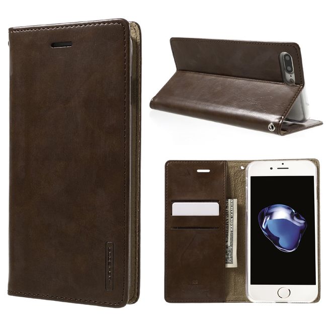 Goospery - iPhone 8 Plus / 7 Plus Hülle - Case aus Leder - Blue Moon Series - braun