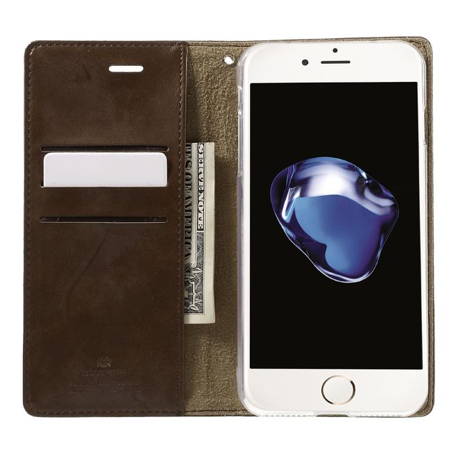 Goospery - iPhone 8 Plus / 7 Plus Hülle - Case aus Leder - Blue Moon Series - braun