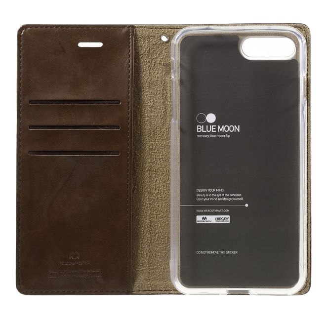 Goospery - iPhone 8 Plus / 7 Plus Hülle - Case aus Leder - Blue Moon Series - braun