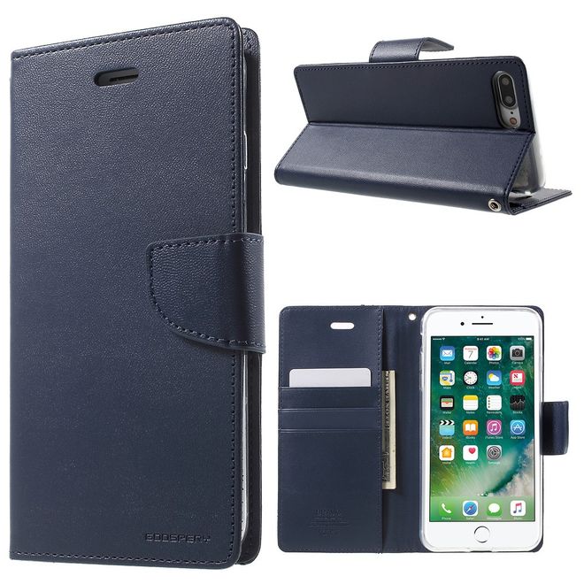 Goospery - iPhone 8 Plus / 7 Plus Hülle - Case aus Leder - Bravo Diary Series - navy