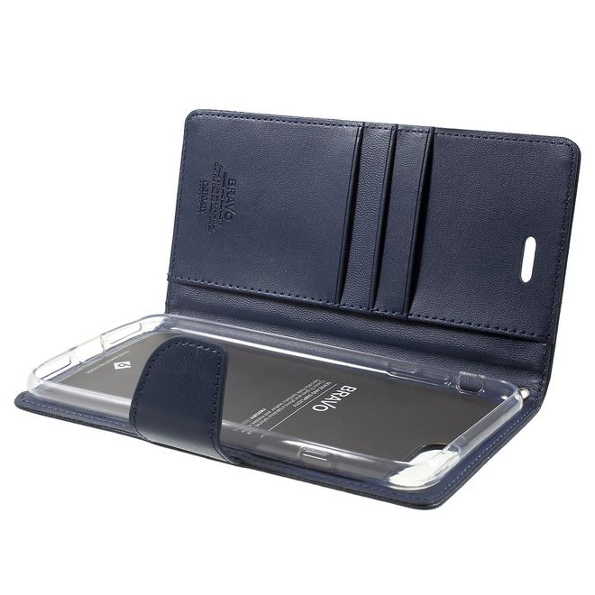 Goospery - iPhone 8 Plus / 7 Plus Hülle - Case aus Leder - Bravo Diary Series - navy