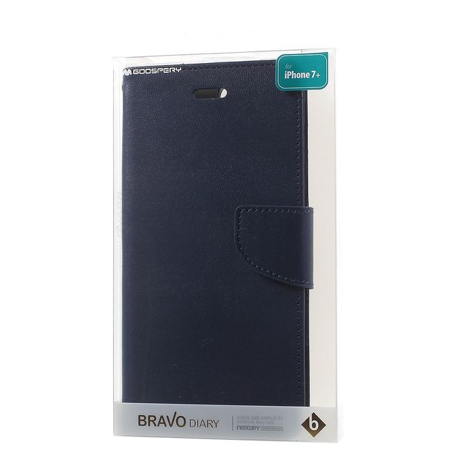 Goospery - iPhone 8 Plus / 7 Plus Hülle - Case aus Leder - Bravo Diary Series - navy