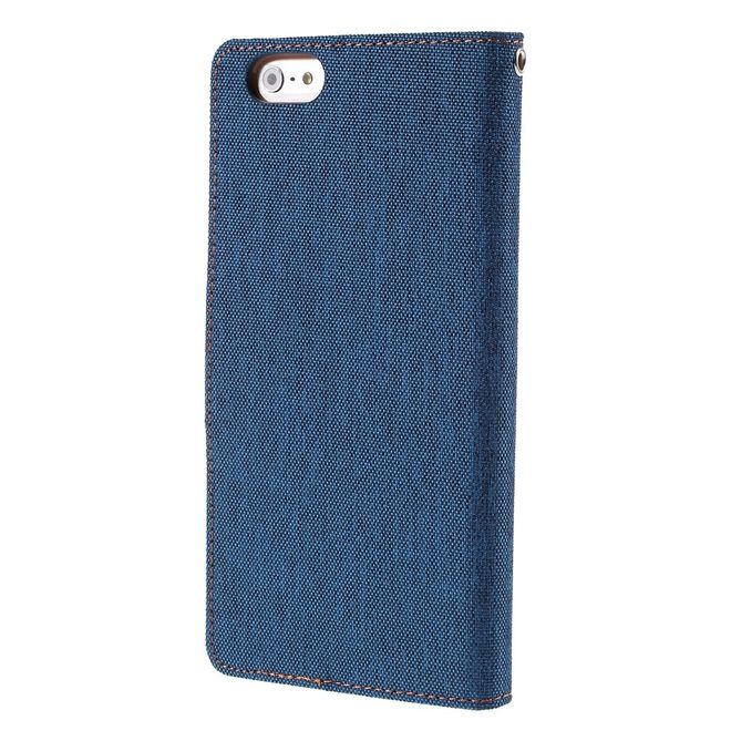 Goospery - Hülle für iPhone 6 Plus/6S Plus - Bookcover- Canvas Diary Series - blau/camel