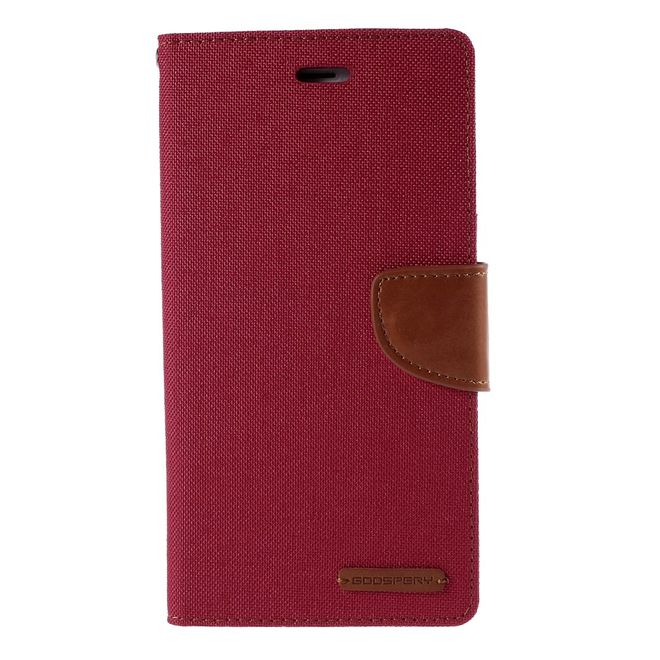 Goospery - Hülle für iPhone 6 Plus/6S Plus - Bookcover- Canvas Diary Series - rot/camel