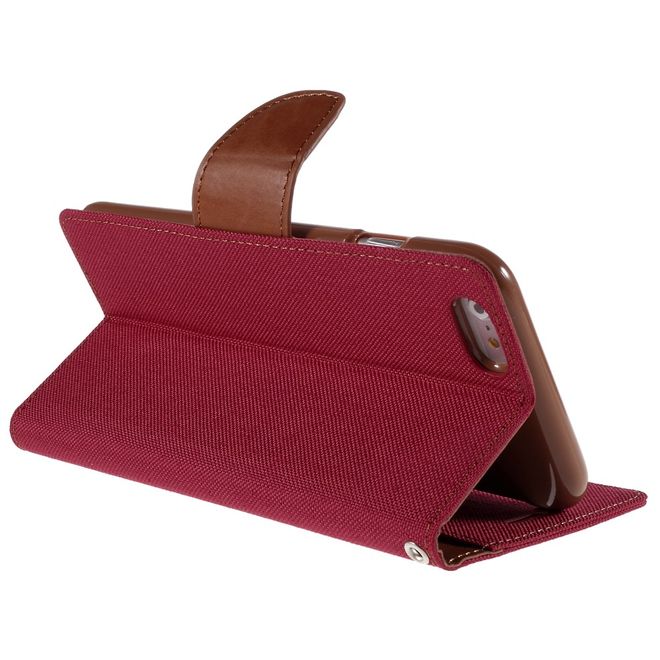 Goospery - Hülle für iPhone 6 Plus/6S Plus - Bookcover- Canvas Diary Series - rot/camel