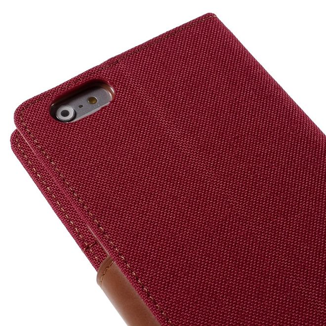 Goospery - Hülle für iPhone 6 Plus/6S Plus - Bookcover- Canvas Diary Series - rot/camel