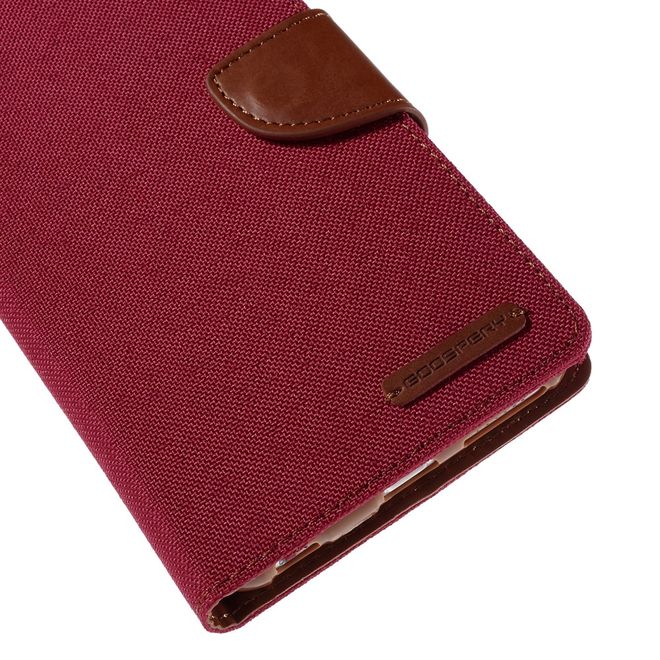 Goospery - Hülle für iPhone 6 Plus/6S Plus - Bookcover- Canvas Diary Series - rot/camel