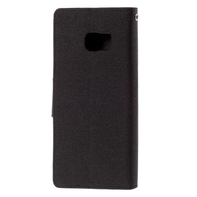 Goospery - Hülle für Galaxy S6 Edge Plus  - Bookcover- Canvas Diary Series - schwarz