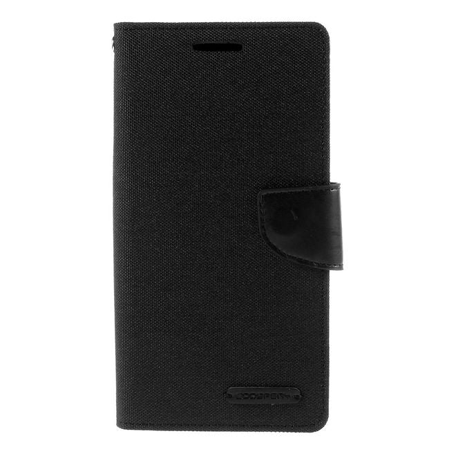 Goospery - Hülle für Galaxy S6 Edge Plus  - Bookcover- Canvas Diary Series - schwarz