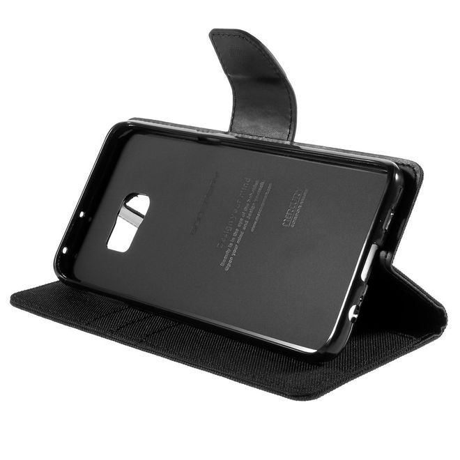 Goospery - Hülle für Galaxy S6 Edge Plus  - Bookcover- Canvas Diary Series - schwarz