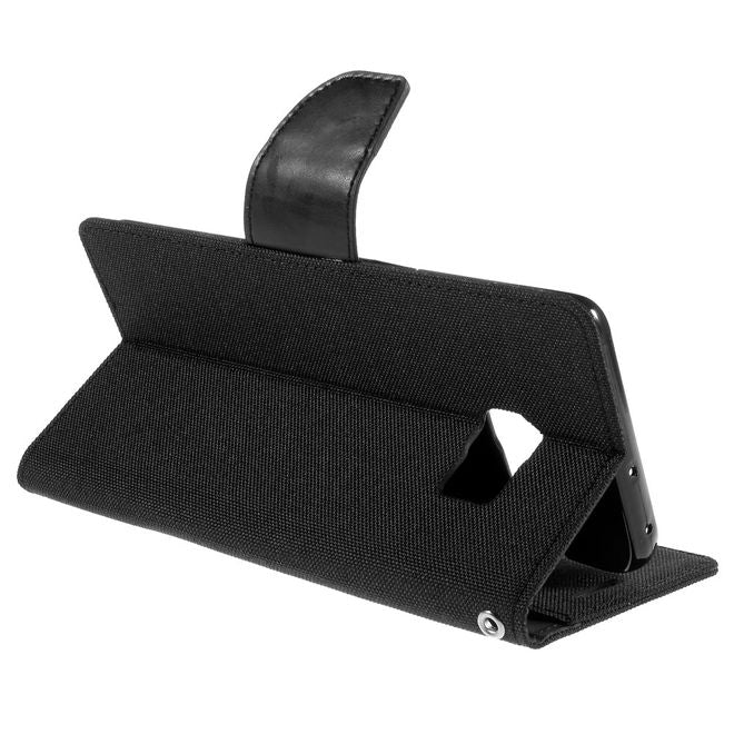 Goospery - Hülle für Galaxy S6 Edge Plus  - Bookcover- Canvas Diary Series - schwarz