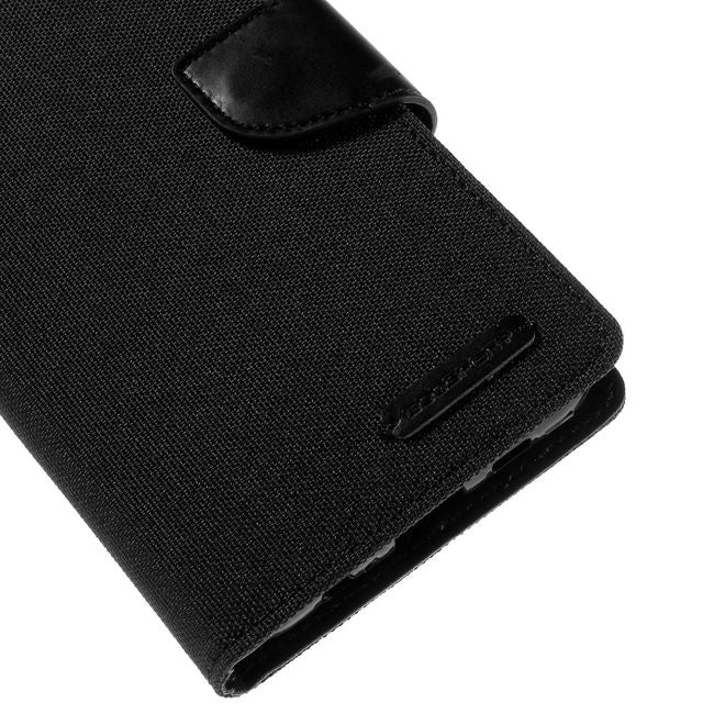 Goospery - Hülle für Galaxy S6 Edge Plus  - Bookcover- Canvas Diary Series - schwarz