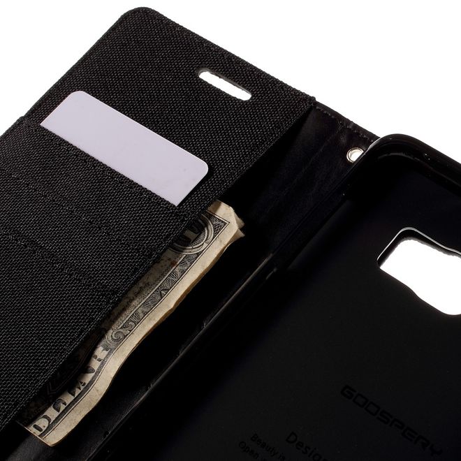 Goospery - Hülle für Galaxy S6 Edge Plus  - Bookcover- Canvas Diary Series - schwarz