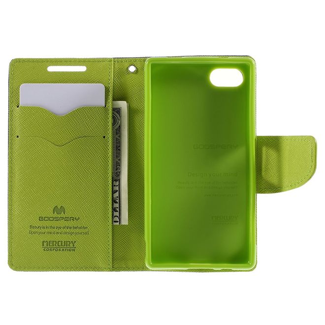 Goospery - Sony Xperia Z5 Compact Hülle - Handy Bookcover - Fancy Diary Series - navy/lime