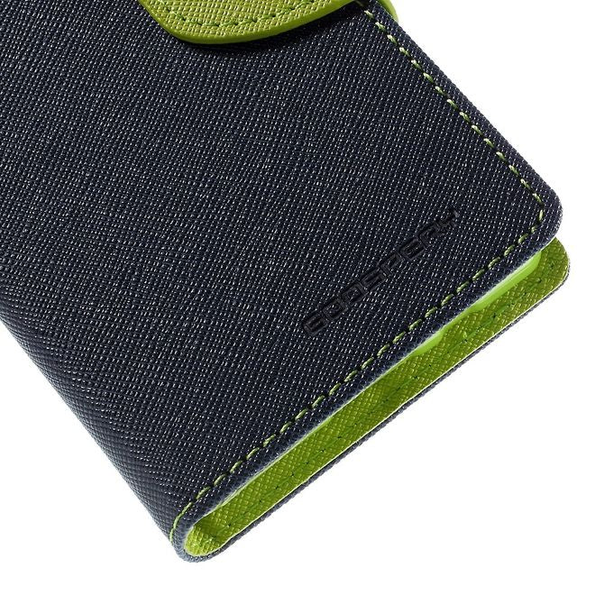 Goospery - Sony Xperia Z5 Compact Hülle - Handy Bookcover - Fancy Diary Series - navy/lime