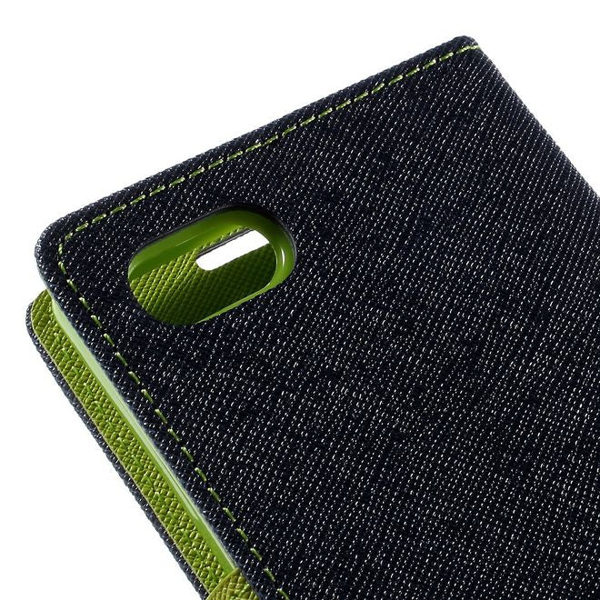 Goospery - Sony Xperia Z5 Compact Hülle - Handy Bookcover - Fancy Diary Series - navy/lime