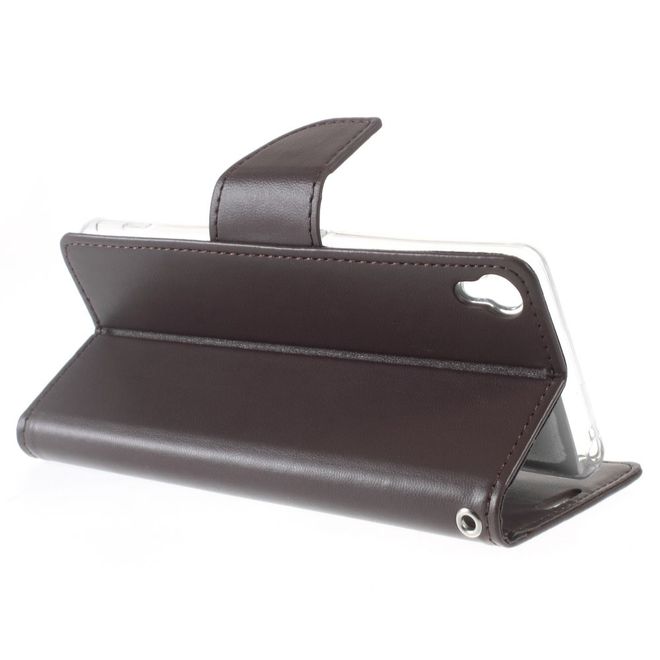 Goospery - Handyhülle für Sony Xperia XA - Case aus Leder - Bravo Diary Series - braun